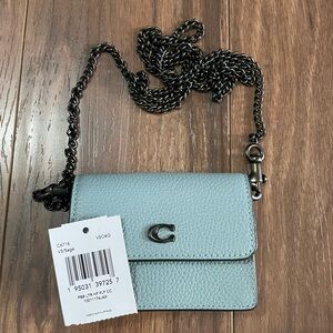 NWT Coach Half Flap Card Case w/chain